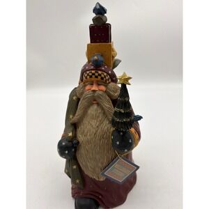 Williraye Studio  Santa holding Tree and sack. WW2615 chip on blue bird.